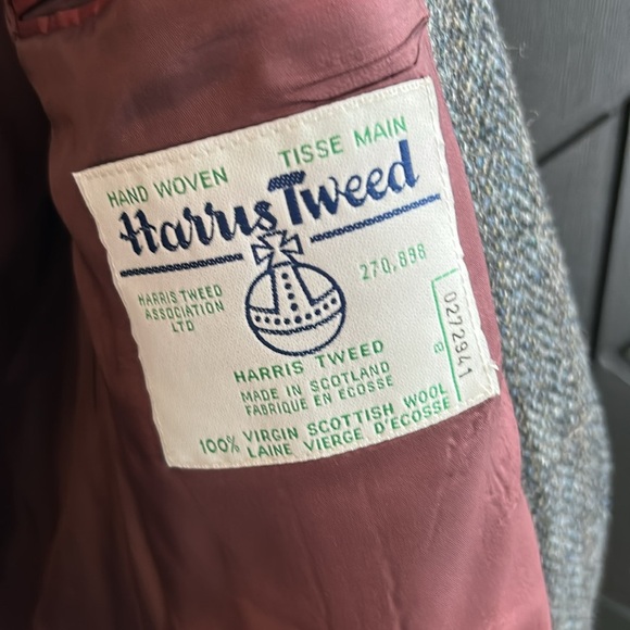 Moores Harris Tweed Blue Gray Wool Blazer Men’s 44R Single Breasted Sportscoat - Picture 8 of 16